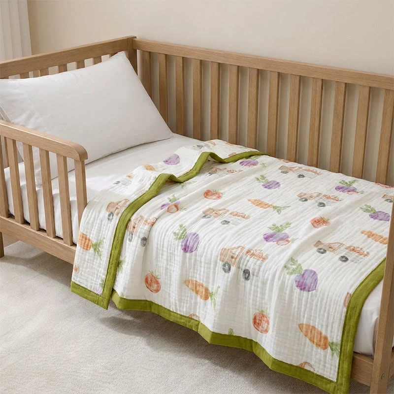 Garden Veggie Print Cotton Gauze Blanket