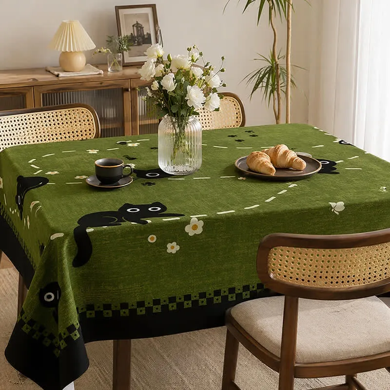 Verspielte Katzengarten-Tischdecke aus wasserdichtem PVC