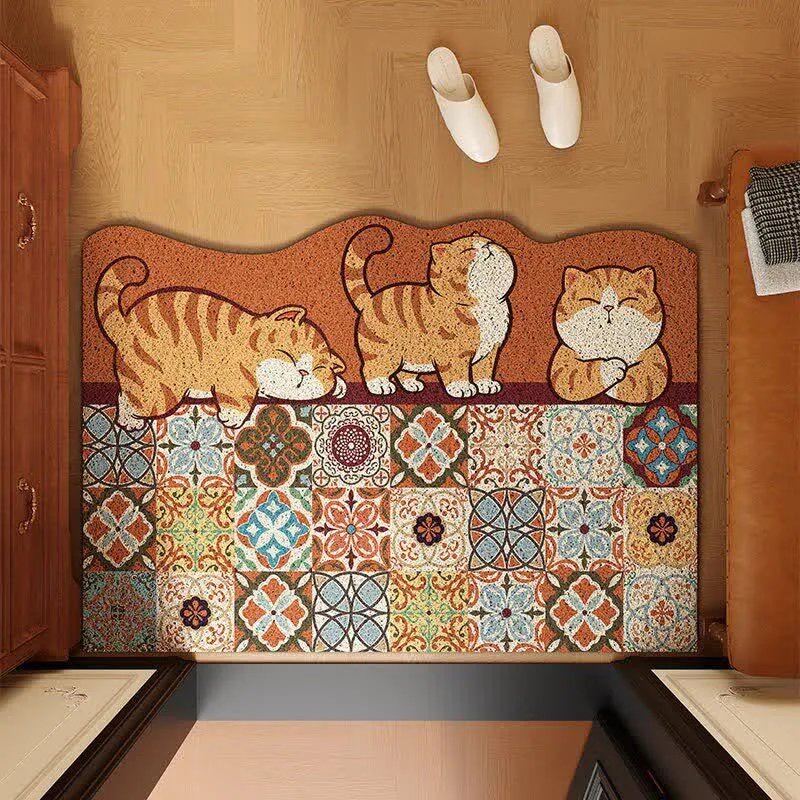 Verspielter Katzen-Patchwork-Eingangsbereich-Teppich
