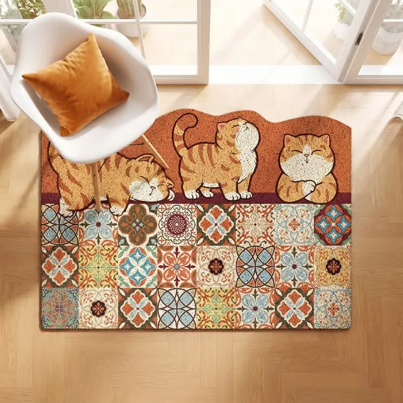 Verspielter Katzen-Patchwork-Eingangsbereich-Teppich