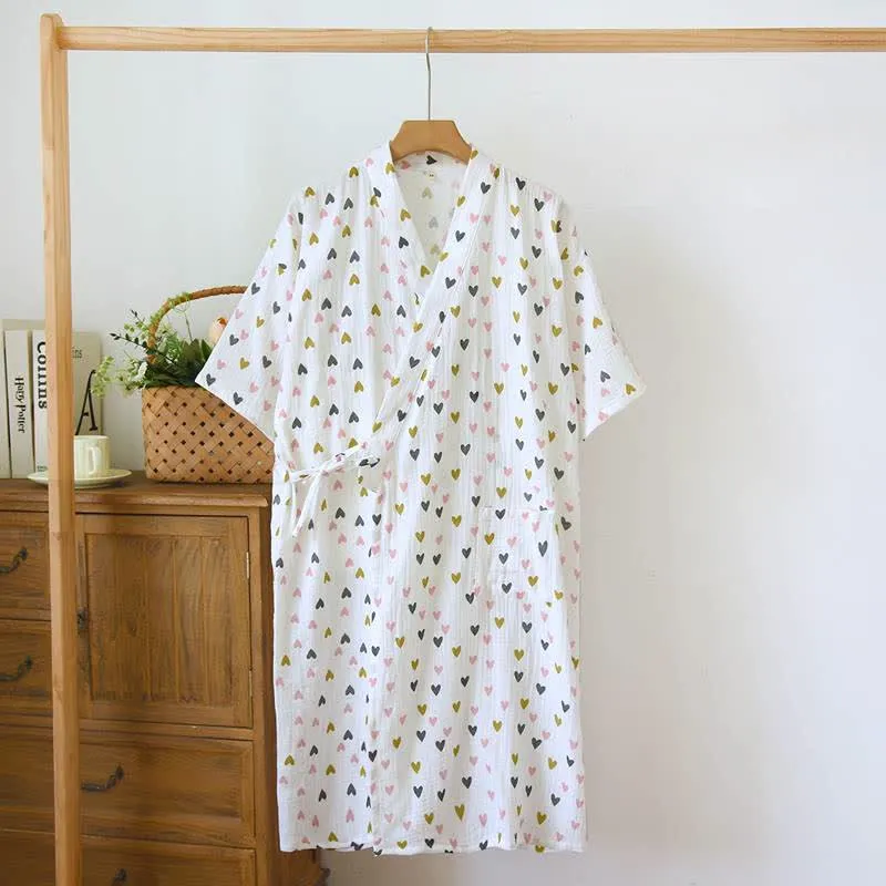 Kimono-Nachthemd aus doppellagigem Baumwollmusselin