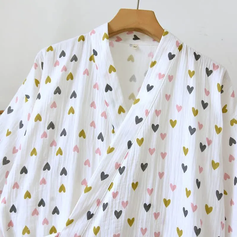 Kimono-Nachthemd aus doppellagigem Baumwollmusselin