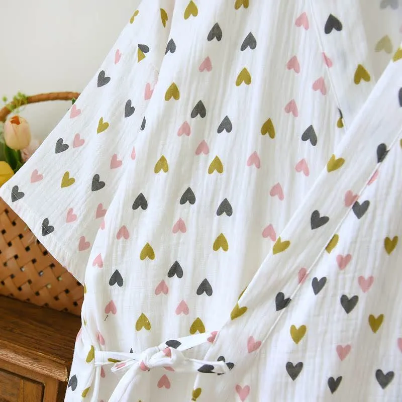 Kimono-Nachthemd aus doppellagigem Baumwollmusselin
