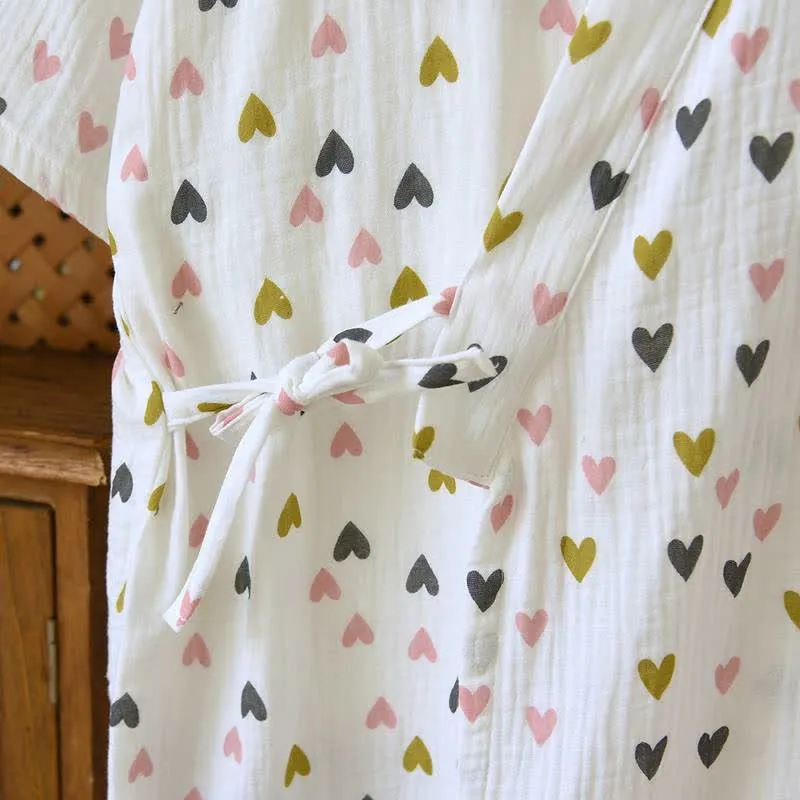 Kimono-Nachthemd aus doppellagigem Baumwollmusselin