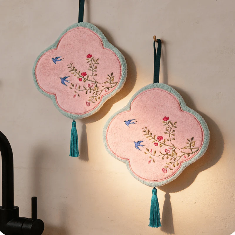 Handtuch aus Korallenvlies mit Vogel- und Blumenmuster