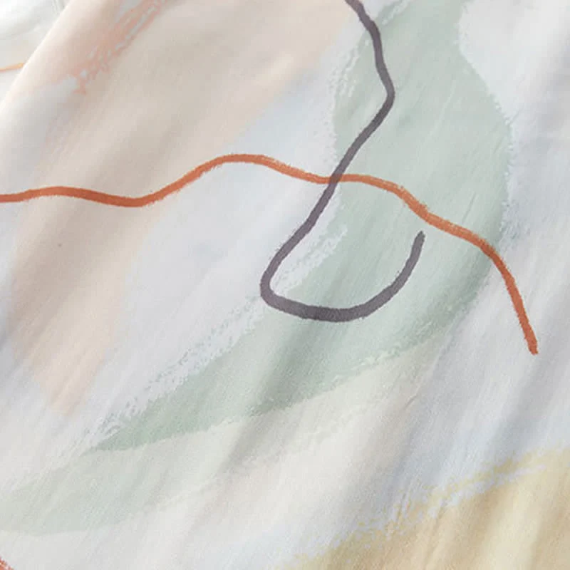 Loungewear-Set aus Satin mit abstraktem Print und kurzen Ärmeln