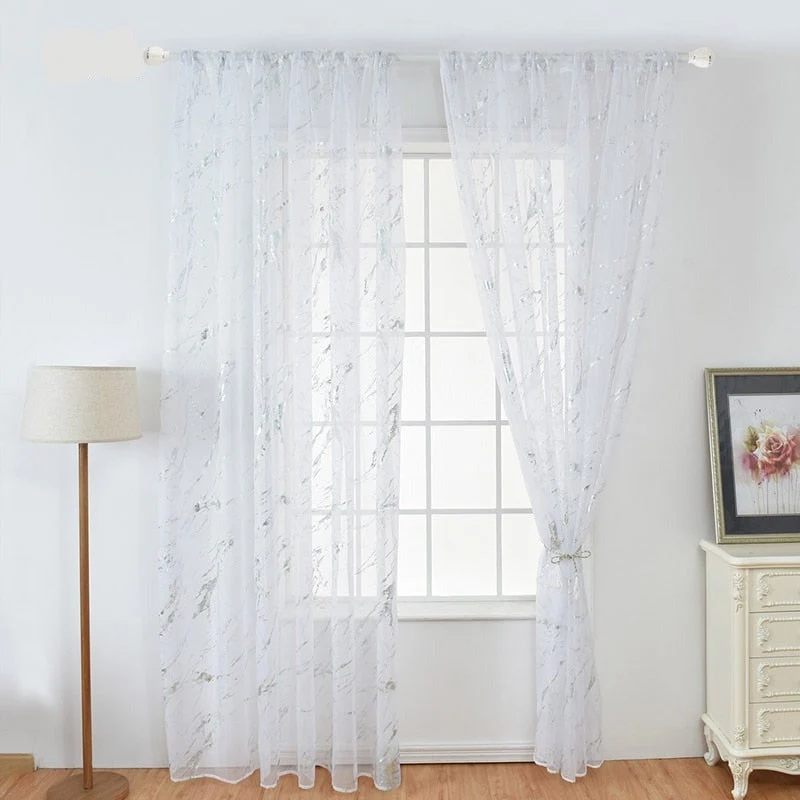 Transparente Gardine Mascaty in Marmor-Optik