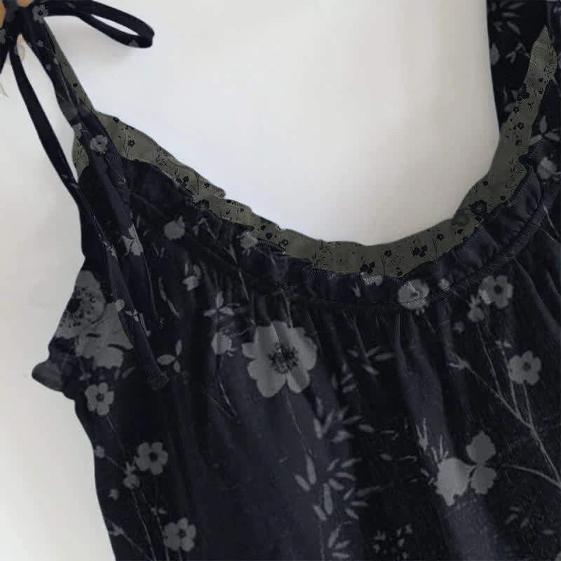 Vintage-Pyjama-Set mit Blumenmuster: Top und Hose