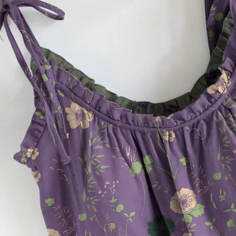 Vintage-Pyjama-Set mit Blumenmuster: Top und Hose