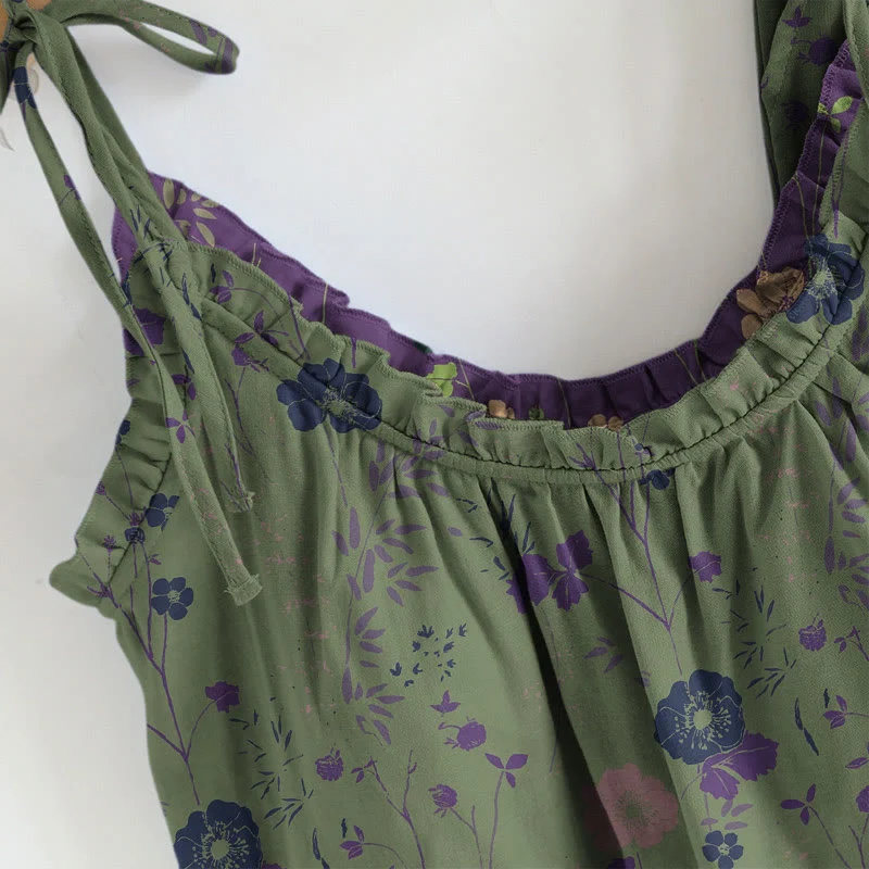 Vintage-Pyjama-Set mit Blumenmuster: Top und Hose