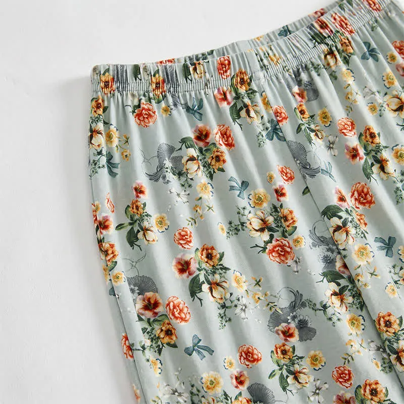 Vintage-Sommershorts mit Blumenmuster und Rüschensaum