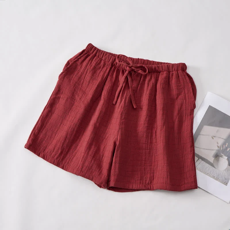 Lässige Lounge-Shorts aus Baumwollgaze mit Kordelzug