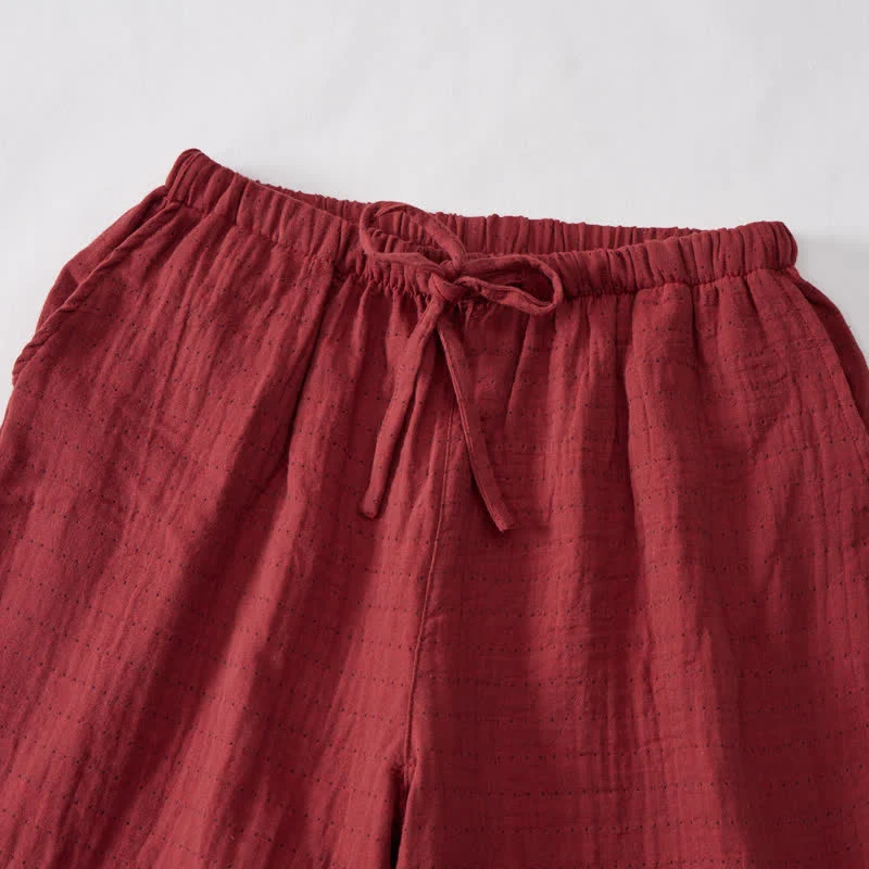 Lässige Lounge-Shorts aus Baumwollgaze mit Kordelzug