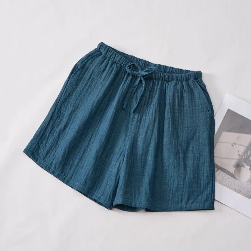 Lässige Lounge-Shorts aus Baumwollgaze mit Kordelzug