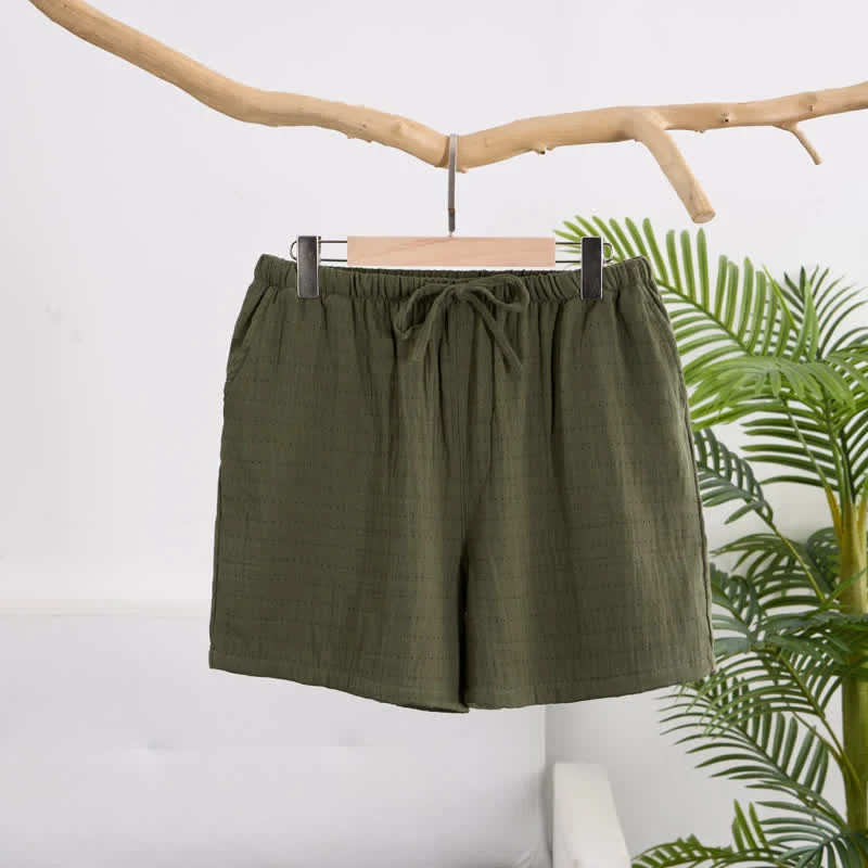 Lässige Lounge-Shorts aus Baumwollgaze mit Kordelzug