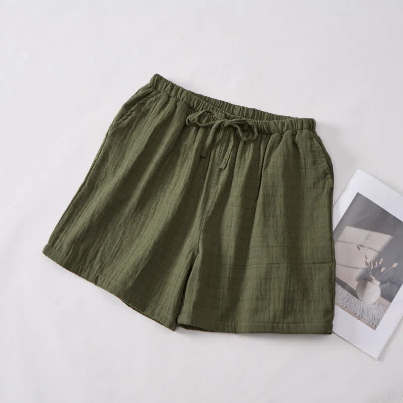 Lässige Lounge-Shorts aus Baumwollgaze mit Kordelzug