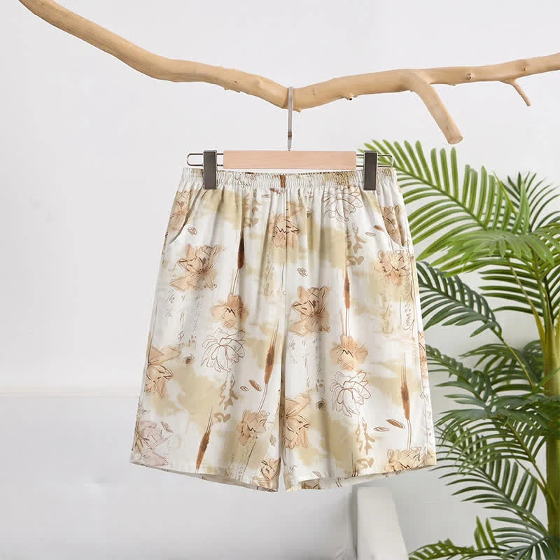 Weiche Lounge-Shorts aus Baumwolle mit Blumenmuster