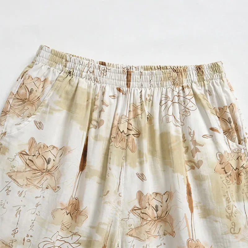 Weiche Lounge-Shorts aus Baumwolle mit Blumenmuster