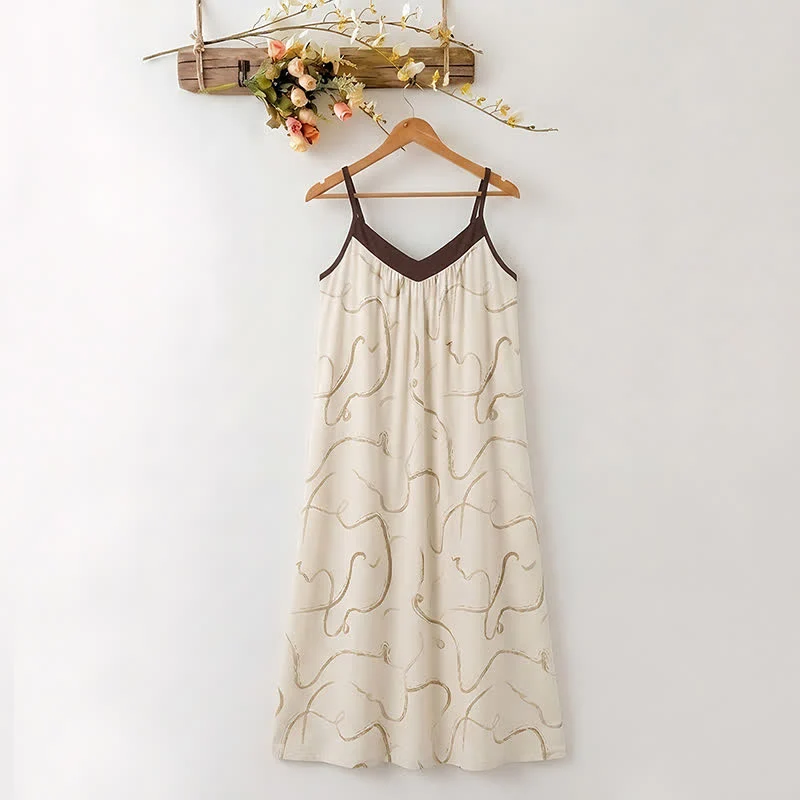 Lounge-Kleid aus Modal-Baumwolle mit Kontrastbesatz