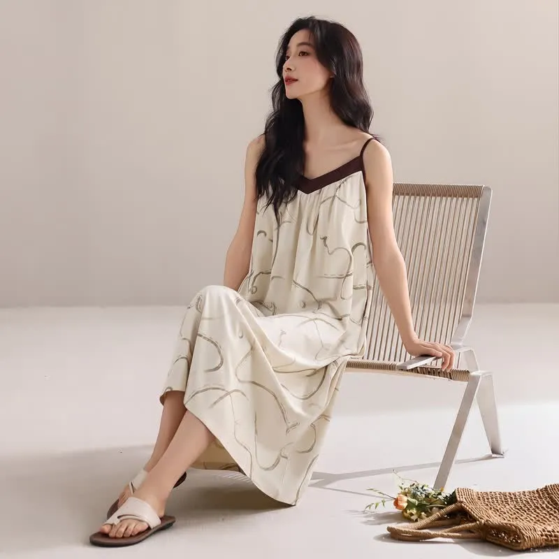 Lounge-Kleid aus Modal-Baumwolle mit Kontrastbesatz