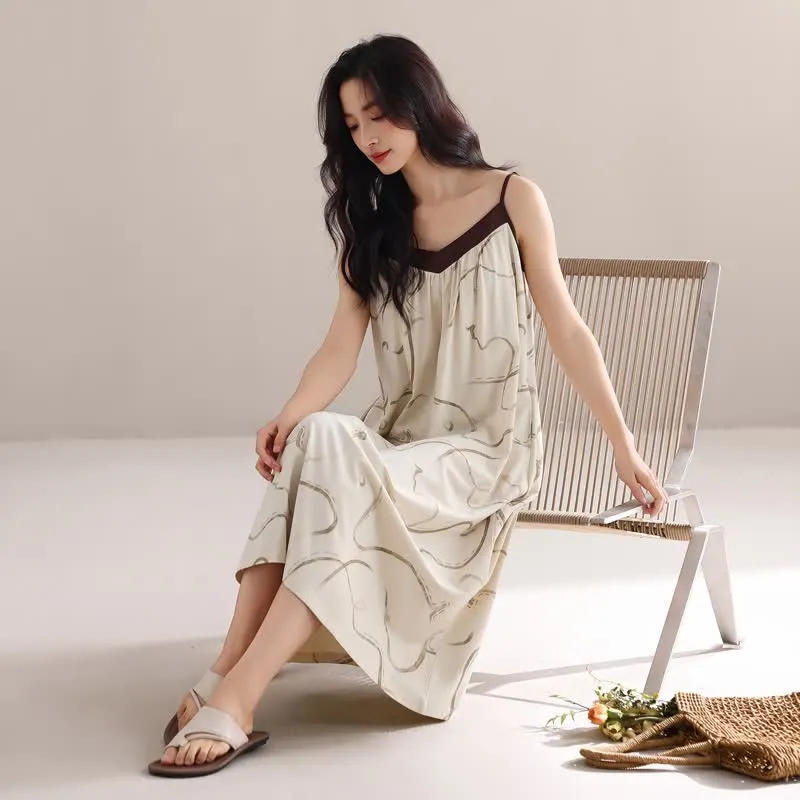 Lounge-Kleid aus Modal-Baumwolle mit Kontrastbesatz