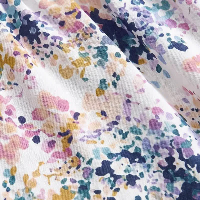 Sommerliche Lounge-Shorts aus Baumwolle mit Blumenmuster und gerafftem Bund