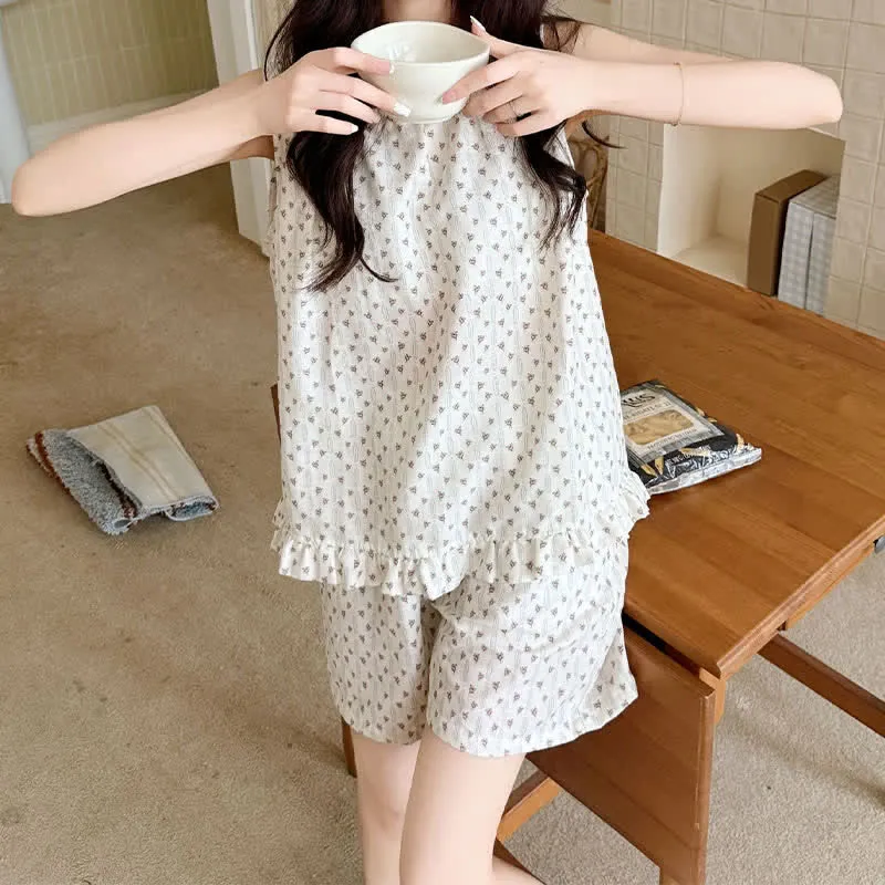 Ärmelloses Loungewear-Set aus süßer Baumwolle