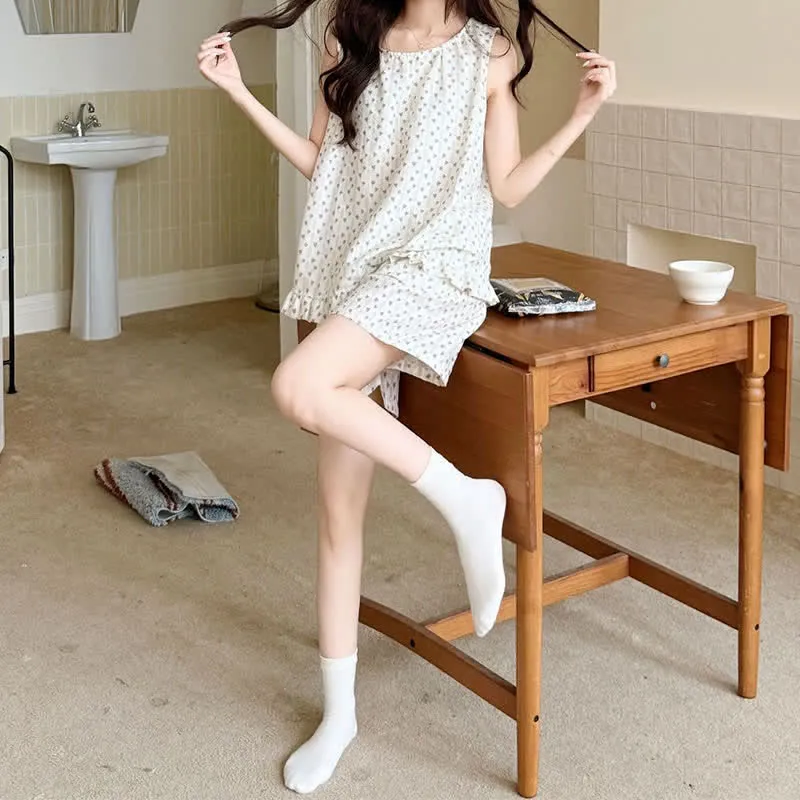 Ärmelloses Loungewear-Set aus süßer Baumwolle