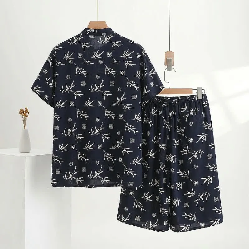 Unisex Loungewear-Set mit Bambusblattmuster