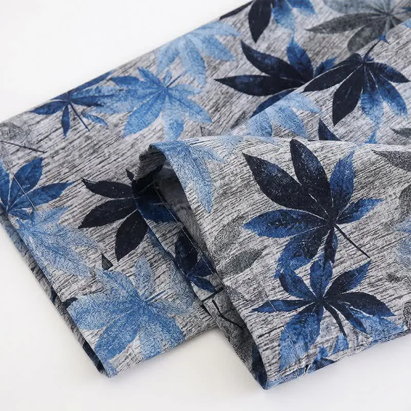 Unisex-Pyjama-Set mit blauem Blattmuster