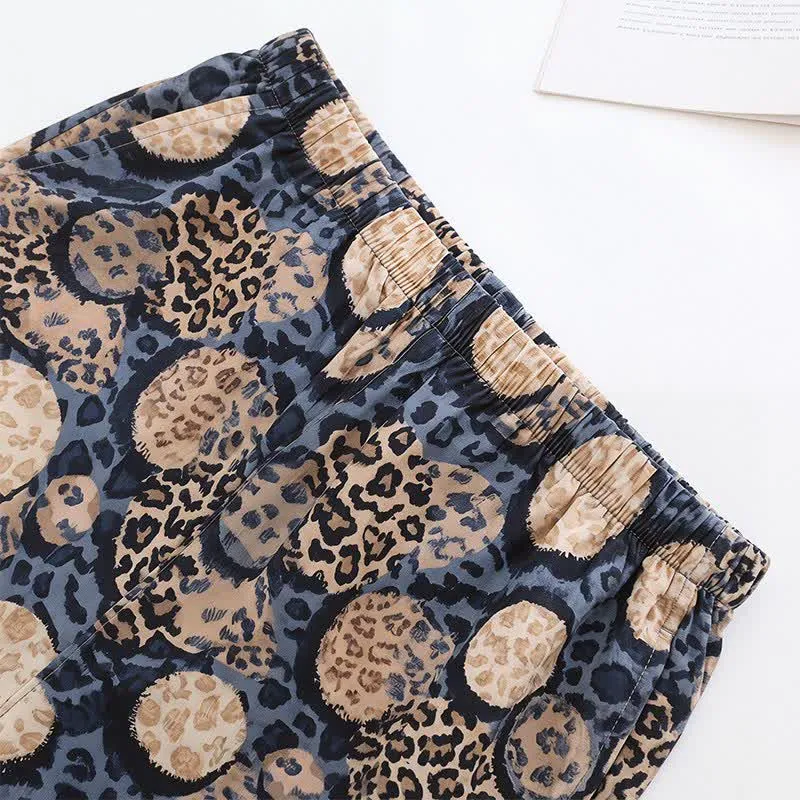 Loungewear-Set mit Leopardenmuster in Marineblau
