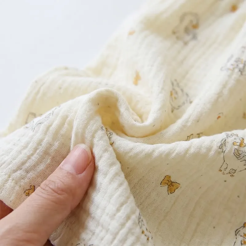 Rüschen-Pyjama aus Baumwollgaze mit Pferdemotiv