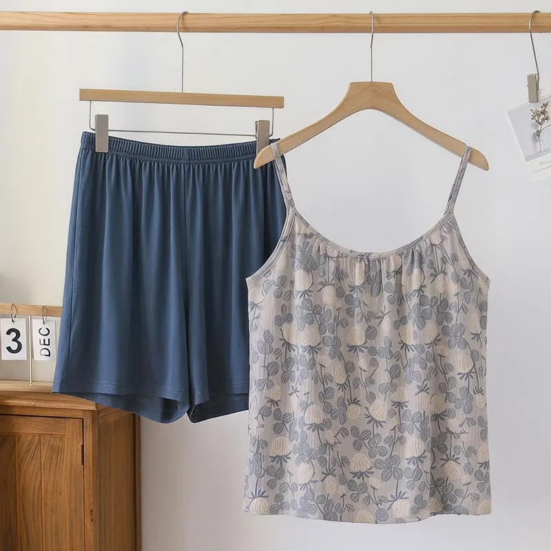 Vintage-Pyjama-Set aus Modal mit Blumenmuster