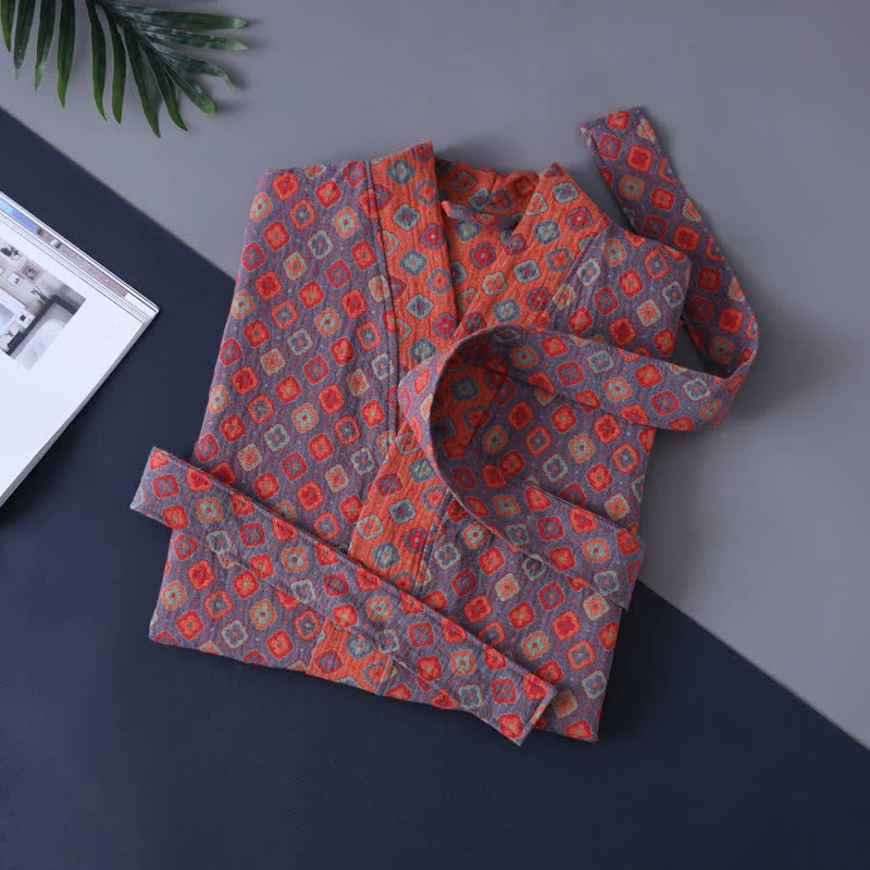 Vintage-Kimono aus Baumwolle für Kinder mit geometrischem Muster