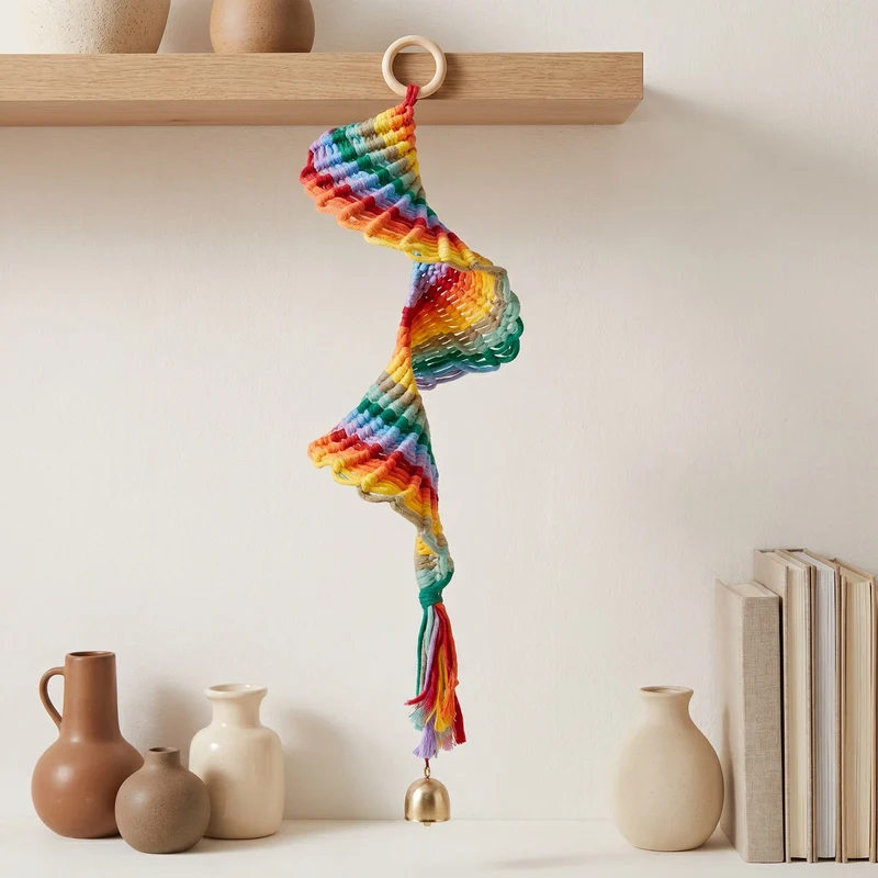 Boho-Regenbogen-Makramee-Hängeglocke als Wanddekoration