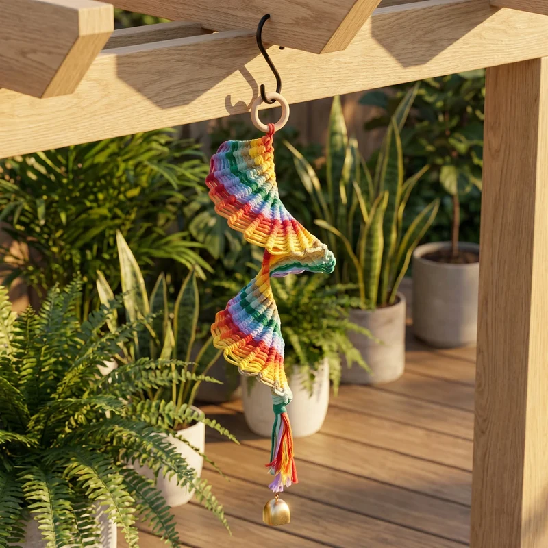 Boho-Regenbogen-Makramee-Hängeglocke als Wanddekoration