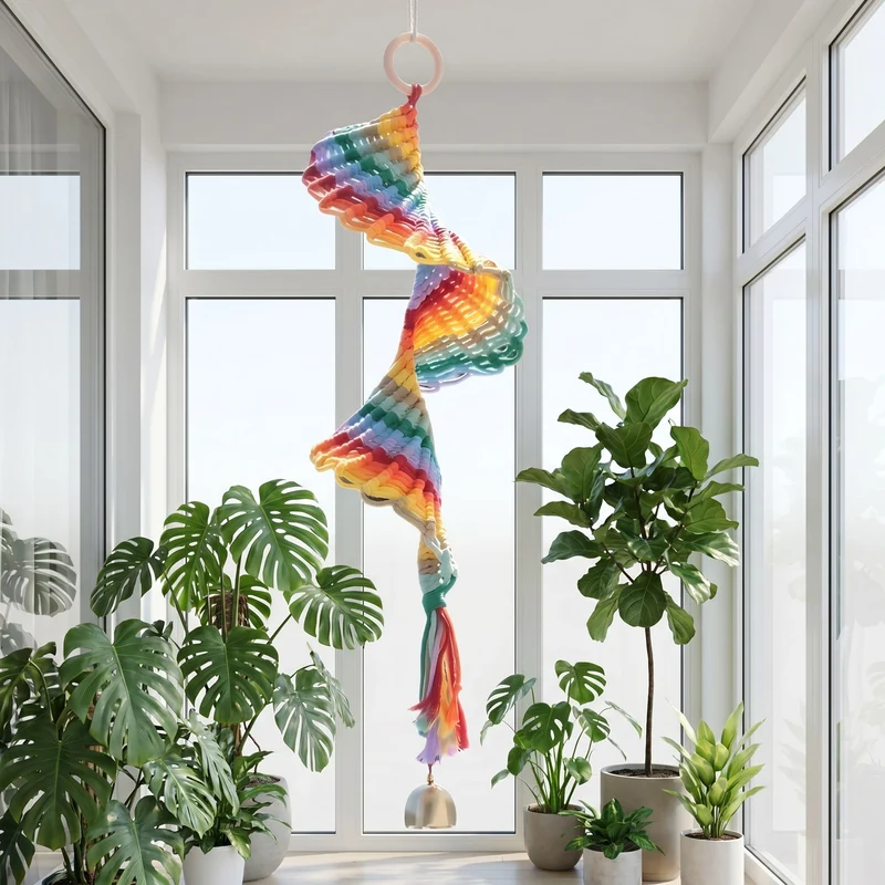 Boho-Regenbogen-Makramee-Hängeglocke als Wanddekoration