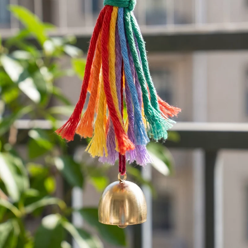 Boho-Regenbogen-Makramee-Hängeglocke als Wanddekoration