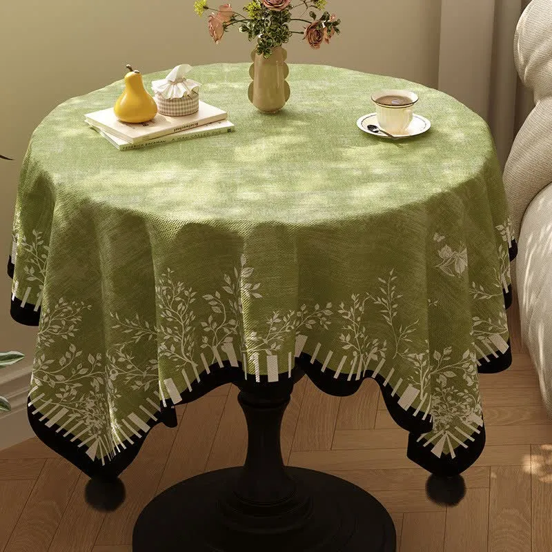 Tischdecke mit grünem botanischem Blatt- und Schmetterlingsmotiv