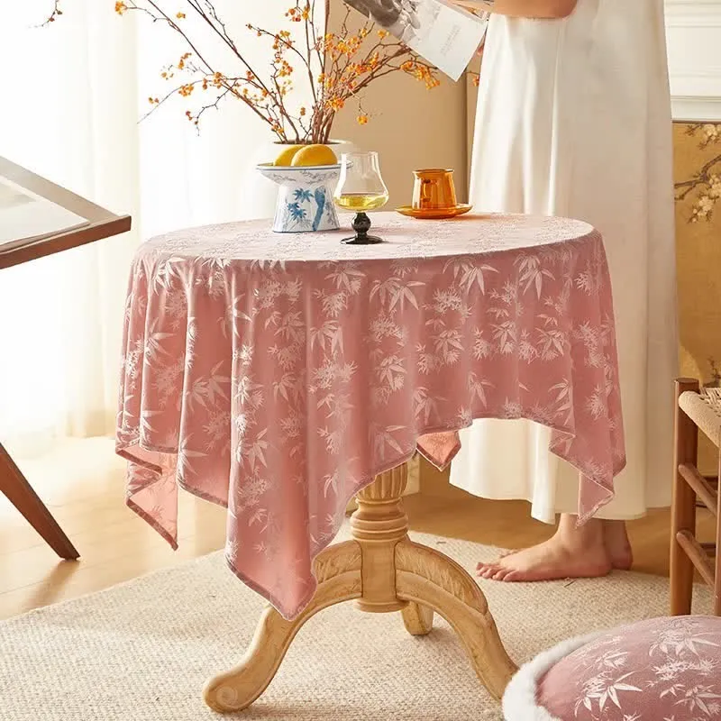 Elegante rosa Tischdecke aus Bambus-Jacquard