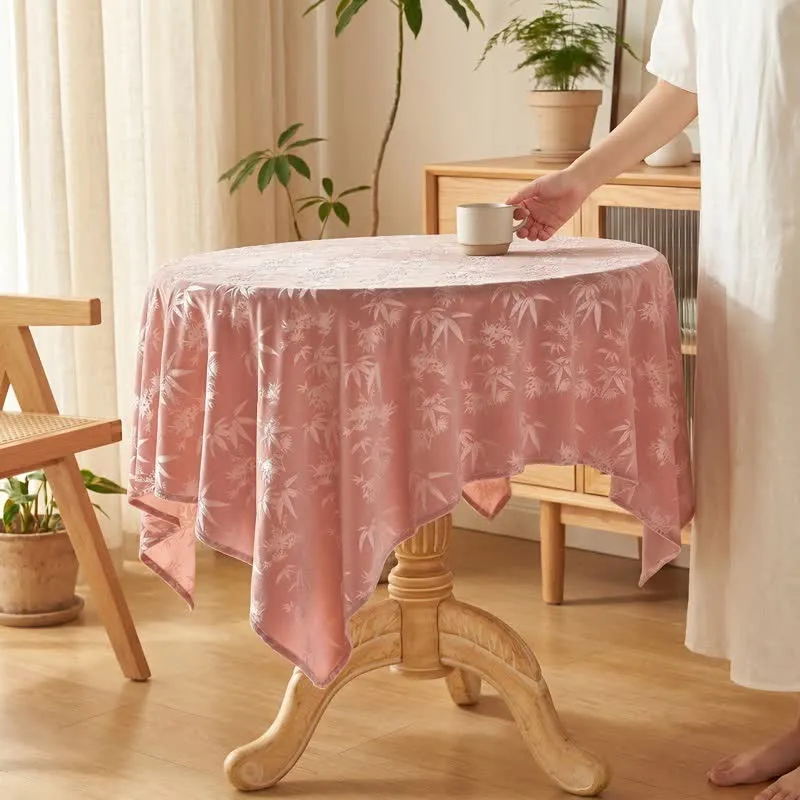 Elegante rosa Tischdecke aus Bambus-Jacquard