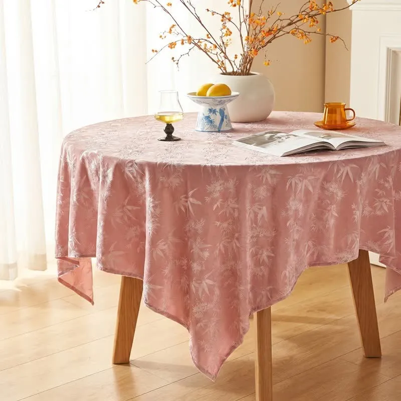 Elegante rosa Tischdecke aus Bambus-Jacquard