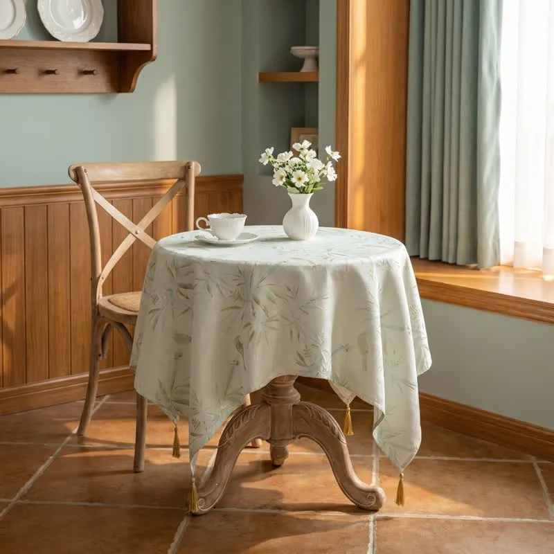 Elegante Tischdecke mit Bambusblattquasten