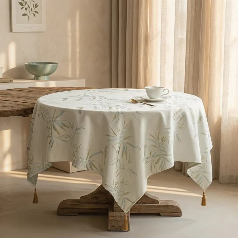 Elegante Tischdecke mit Bambusblattquasten