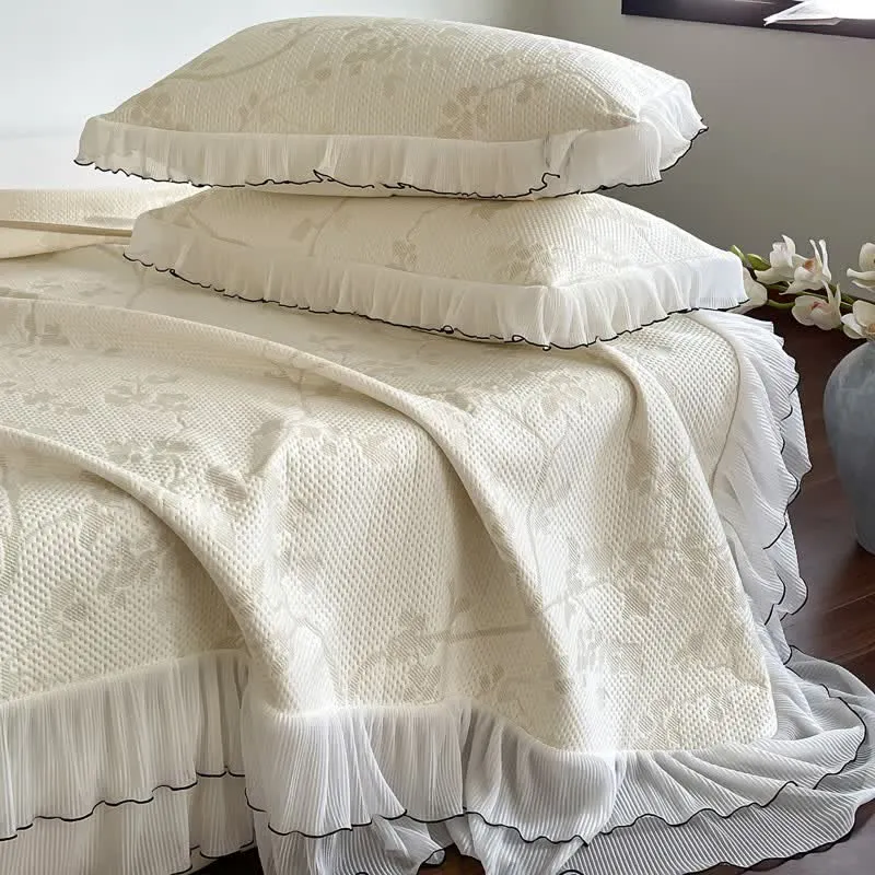 Bettwäsche-Set mit Rüschen, Blumenmuster und Zweigen