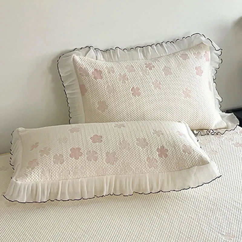 Bettwäsche-Set mit Rüschen und floralem Jacquardmuster