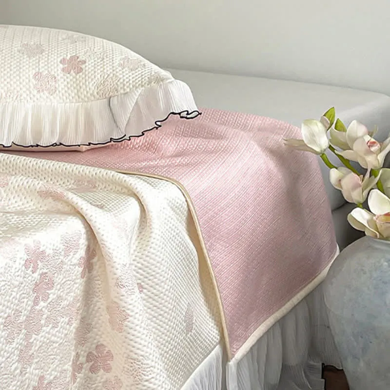 Bettwäsche-Set mit Rüschen und floralem Jacquardmuster