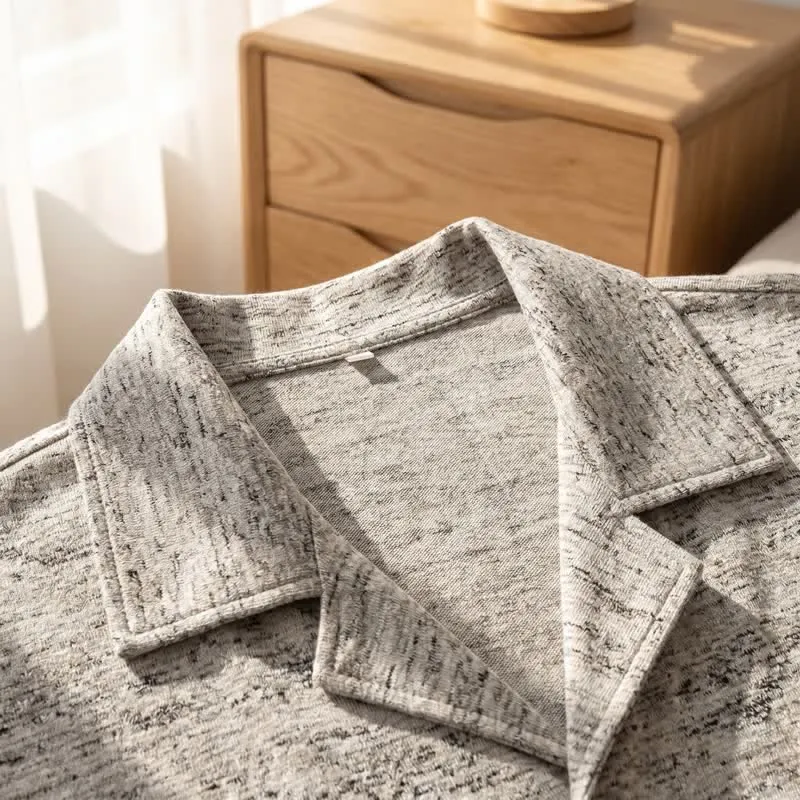 Loungewear-Set aus melierter Baumwolle mit Knöpfen