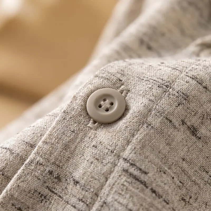 Loungewear-Set aus melierter Baumwolle mit Knöpfen