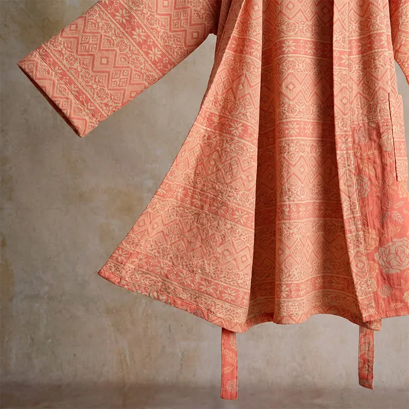 Kimono-Bademantel aus Baumwolle mit ethnischem geometrischem Muster